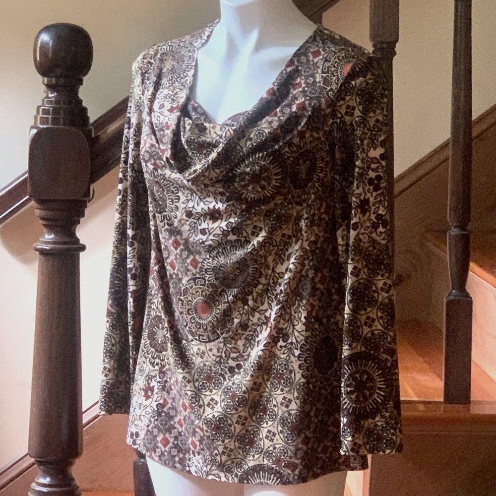 COLDWATER CREEK Cowl Neck Long Sleeve Top S